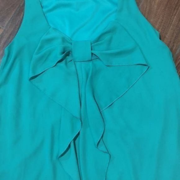 Everly M Anthro Anthropologie teal green bow back dress - Picture 2 of 5